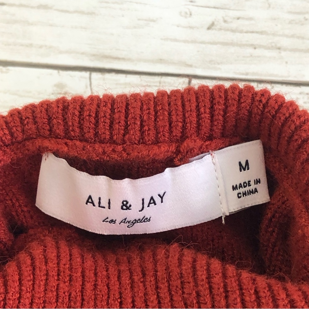 Ali & Jay Women Red Wood Mock Neck Sleeveless Knit Midi Dress Sz M View 4